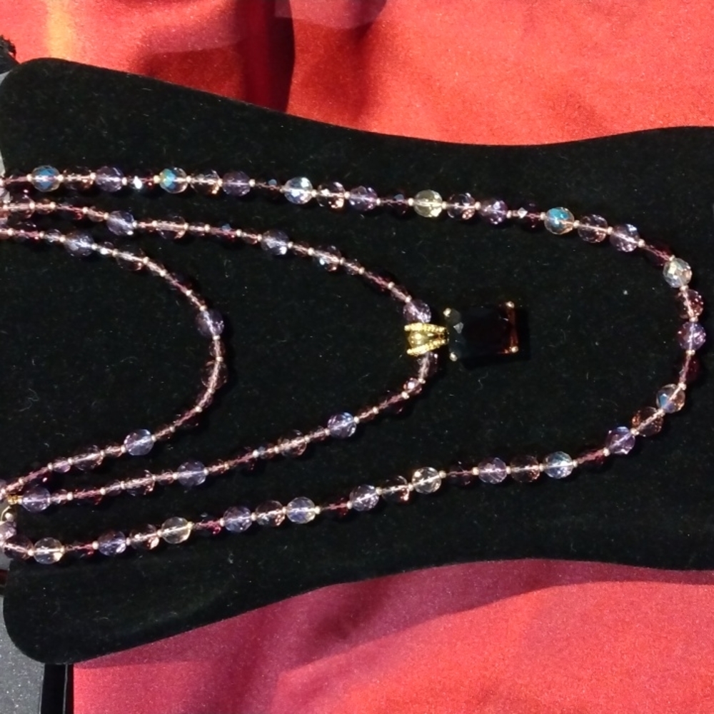 J.R. Purple AB Faceted Crystal Necklaces Pendant